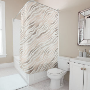 Pink Creme Beige Zebra Tierdruck Duschvorhang