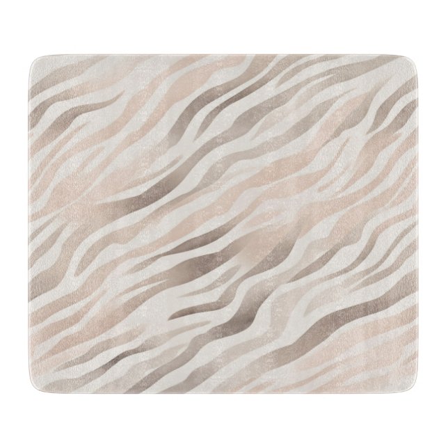 Pink Creme Beige Zebra Tierdruck Schneidebrett (Vorderseite)
