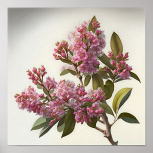 Pink Crepe Myrtle Blume Art Print Poster