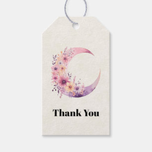 Pink Crescent Moon mit Hübschen Blume Danke Geschenkanhänger