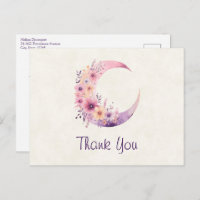 Pink Crescent Moon mit Hübschen Blume Danke
