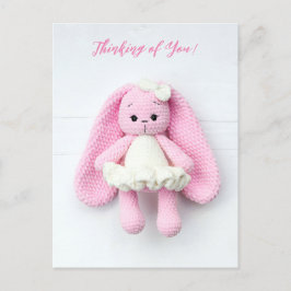 Pink Crochet Bunny - Denken Sie an Sie Kunst Postkarte