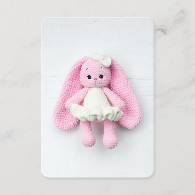 Pink Crochet Bunny – Soft Handmade Aesthetic Begleitkarte (Vorderseite)