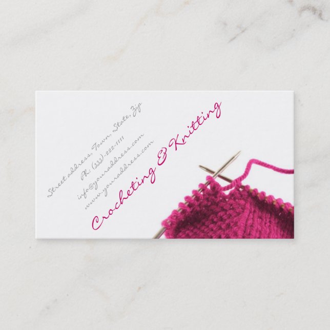 Pink Crocheting & Knitting Business Card Visitenkarte (Vorderseite)