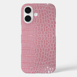 Pink Crocodile Leather Aesthetic iPhone 16 Hülle