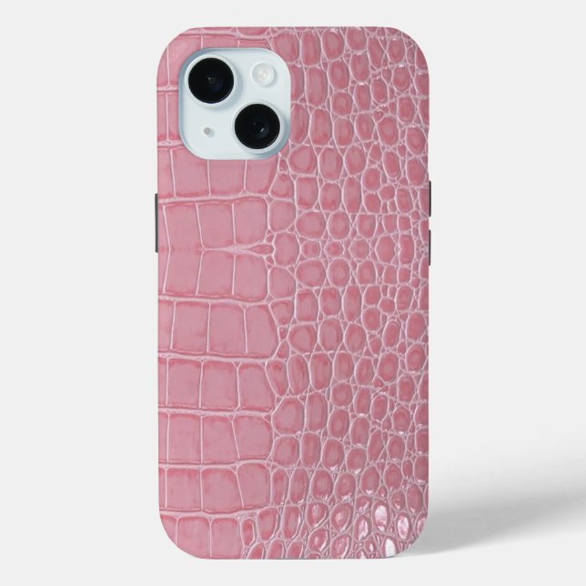 Pink Crocodile Leather Aesthetic Case-Mate iPhone Hülle (Rückseite)