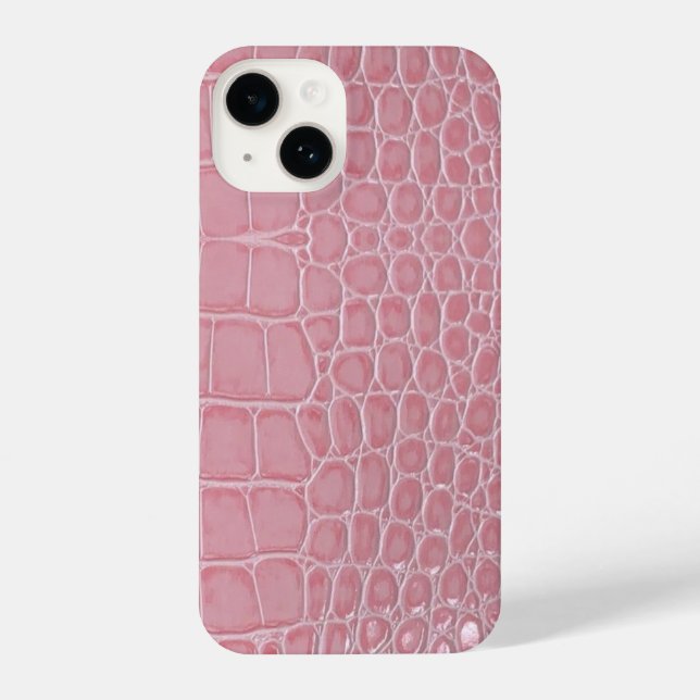 Pink Crocodile Leather Aesthetic iPhone Hülle (Rückseite)