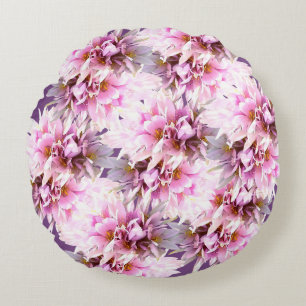 Pink Crocus Blume Bouquet Rundes Kissen