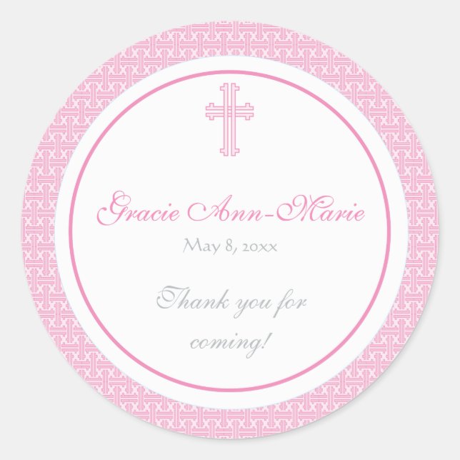 Pink Cross Address Label/Bevorzugungs-Aufkleber Runder Aufkleber (Vorderseite)