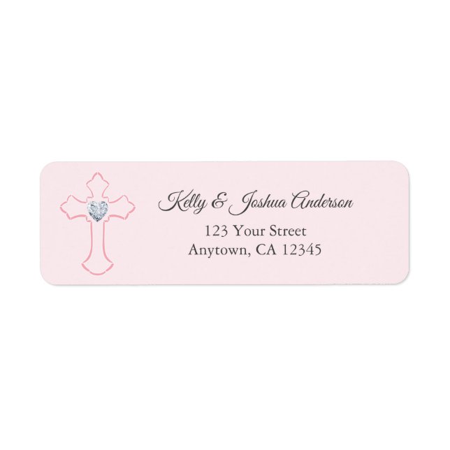 Pink Cross Baby Girl Baptisse / Christening Addres (Vorne)