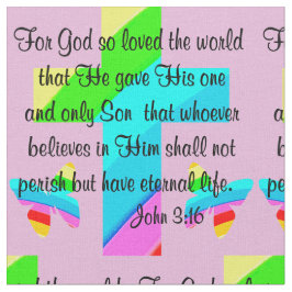PINK CROSS UND BUTTERFLY JOHN 3:16 FABRIC STOFF