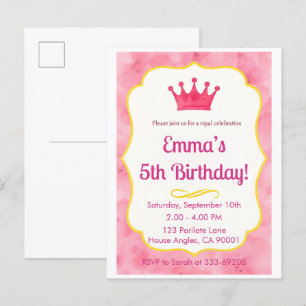 Pink Crown Birthday Einladung   Zazzlemade Magie
