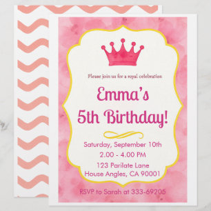 Pink Crown Birthday Einladung Zazzlemade Magie Briefbogen