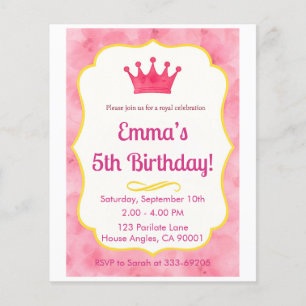 Pink Crown Birthday Einladung Zazzlemade Magie Flyer
