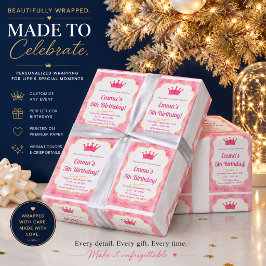 Pink Crown Birthday Einladung | Zazzlemade Magie Geschenkpapier