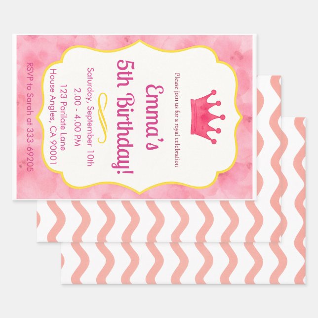 Pink Crown Birthday Einladung | Zazzlemade Magie Geschenkpapier Set (Set)