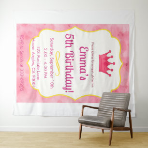 Pink Crown Birthday Einladung   Zazzlemade Magie Wandteppich