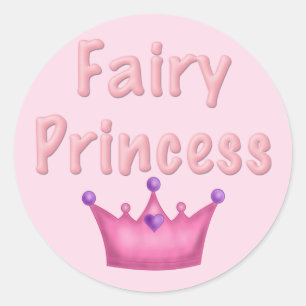 Pink Crown Fairy Princess Runder Aufkleber