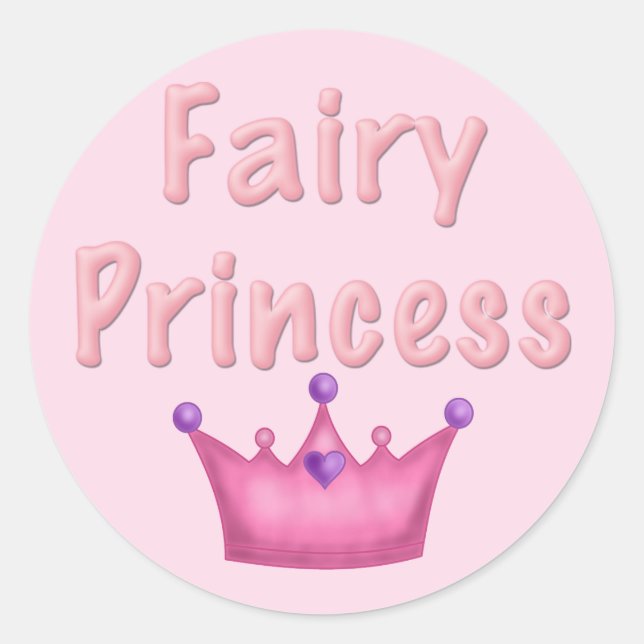 Pink Crown Fairy Princess Runder Aufkleber (Vorderseite)