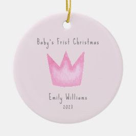 Pink Crown Foto Baby's First Christmas Keramik Ornament