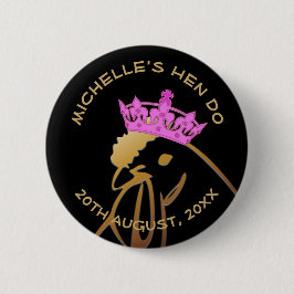 Pink Crown Hen Do Button