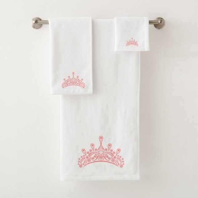 Pink Crown Illustration Badhandtuch Set (Insitu)