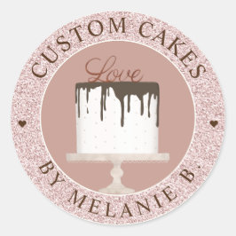 Pink Crystal Cake Business Schokolade Tropfen Cake Runder Aufkleber