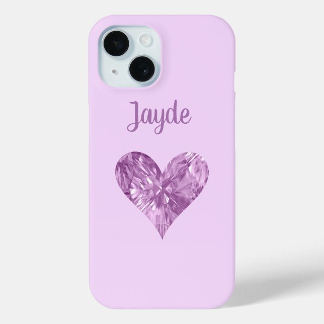 Pink Crystal Heart Personalisiert Handy Case (Rückseite)