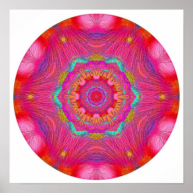 Pink Crystal Mandala Poster (Vorne)
