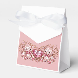 Pink Crystal Teddy Bears with Gem Heart Geschenkschachtel