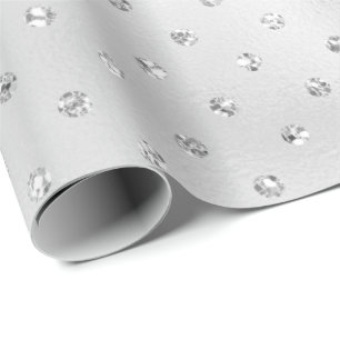 Pink Crystals Swarovski Polka Dots Silver Gray Geschenkpapier