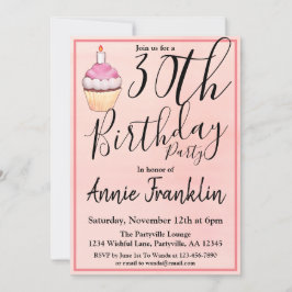 Pink Cupcake 30. Geburtstag Party Einladung