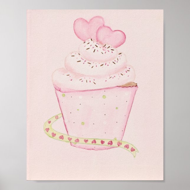 Pink Cupcake 8 x 10 Druck Poster (Vorne)