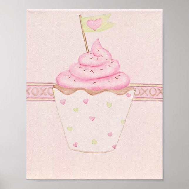 Pink Cupcake 8 x 10 Print Poster (Vorne)