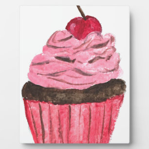 Pink cupcake Aquarell Nachspeise Kuchen mädchenhaf Fotoplatte