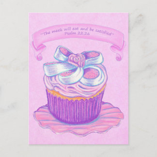 Pink Cupcake auf Plate 2~ Scripte Postkarte