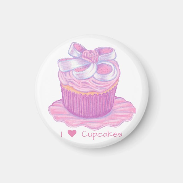 Pink Cupcake auf Plate Magnet (Vorne)