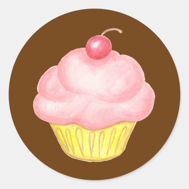 Pink Cupcake Aufkleber (Vorderseite)