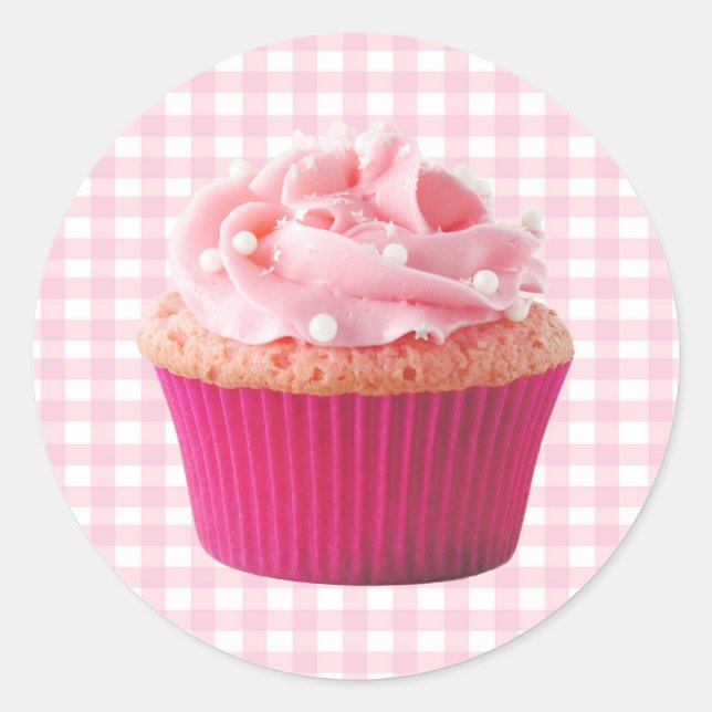 Pink Cupcake Aufkleber (Vorderseite)