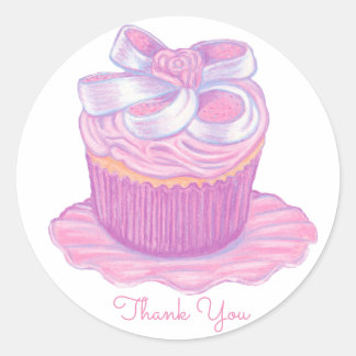 Pink Cupcake Aufkleber ~ Danke
