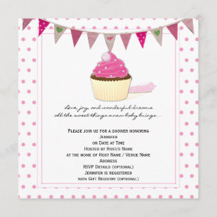 Pink Cupcake Babydusche Einladung