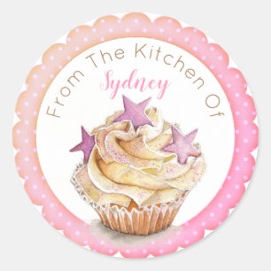 Pink Cupcake Backen Runder Aufkleber