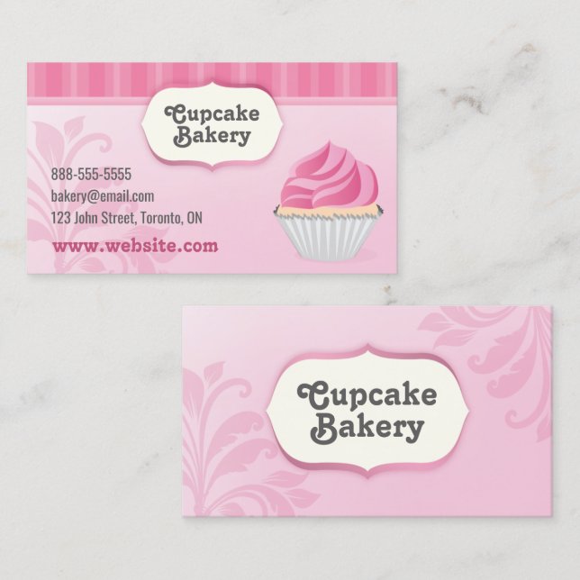 Pink Cupcake Bäckerei Business Card Visitenkarte (Vorne/Hinten)