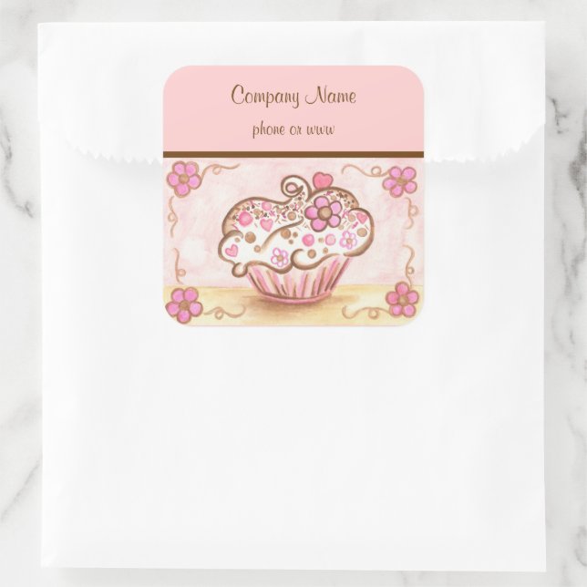 Pink Cupcake Bäckerei Business Stickers (Tasche)
