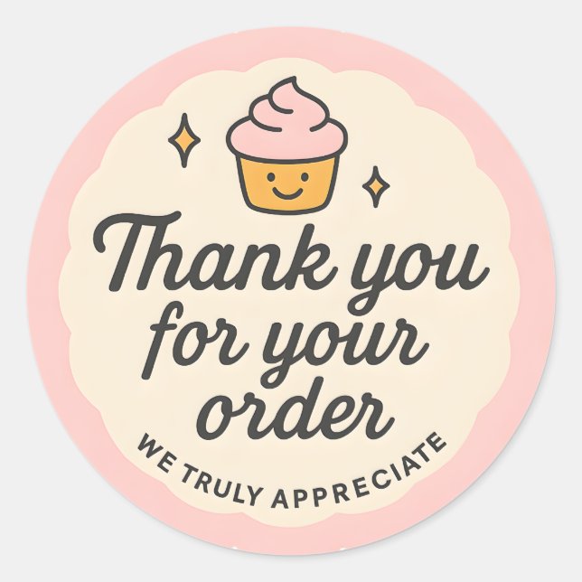 Pink Cupcake baking Thank You Sticker  (Vorderseite)