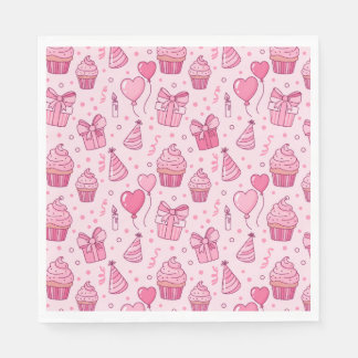 Pink Cupcake Birthday Napkins Serviette