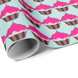 PINK CUPCAKE BIRTHDAY WRAPPING PAPIER GESCHENKPAPIER