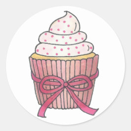 Pink Cupcake Bow Sprinkles Baby Brautparty Runder Aufkleber