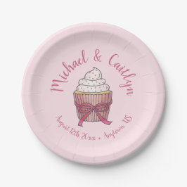 Pink Cupcake Bow Sprinkles Wedding Brautparty Pappteller