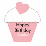 Pink Cupcake Cake Topper Freistehende Fotoskulptur<br><div class="desc">Pink cupcake mit Herzklopfen personalisiert Geburtstagskuchen</div>